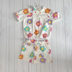 Girls Floral Print Two-Piece Set